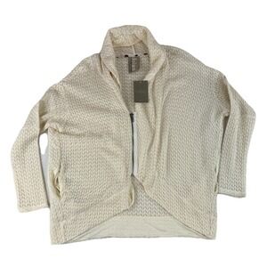 Dolan Cardigan Small Zip Front Cream White Crochet Long Sleeve Anthropologie‎